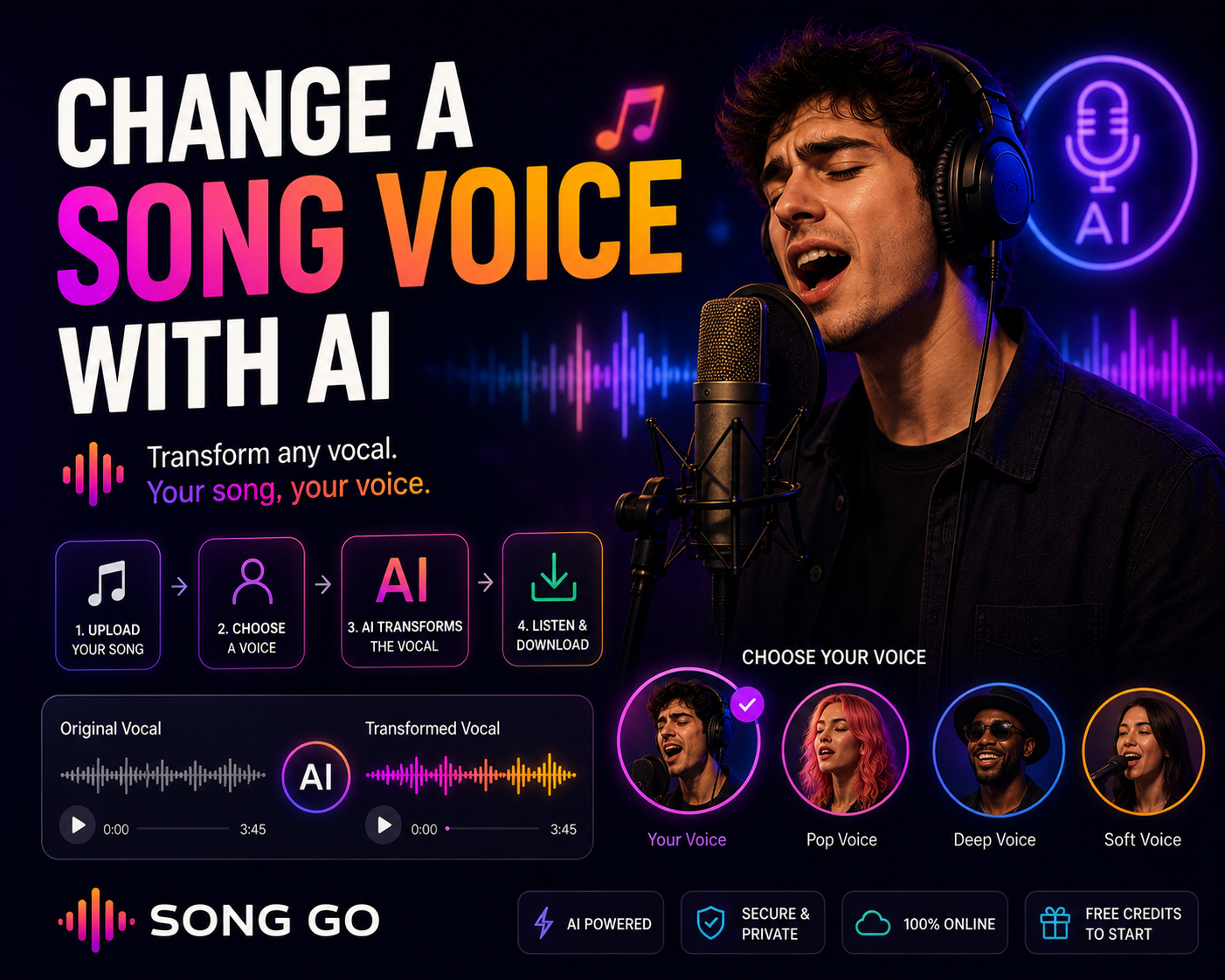Change a Song Voice with AI: Online Vocal Transformation Guide